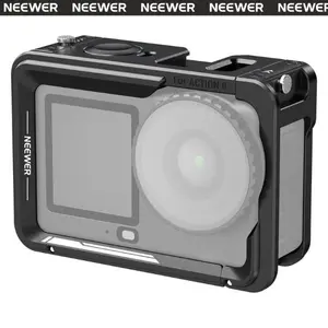 NEEWER AC054 Action Camera Cage for DJI Osmo Action 6, Aluminum Protective Frame with Cold Shoe Mount & 1/4" Thread for Vlog, Photography & Video Recording