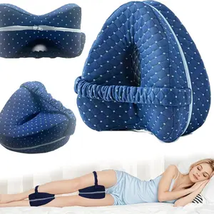 Soft Leg Pillow, 1 Count Memory Foam Knee Pillow with Strap, Removable Bolster, Leg Support Cushion for Side Sleeper, Bedding Supplies for Home & Travel