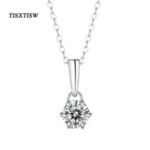 TISXTISW 925 sterling silver necklace with GRA certificate，Simple Fashion Moissanite Necklace for women,High quality necklace，Best Gifts