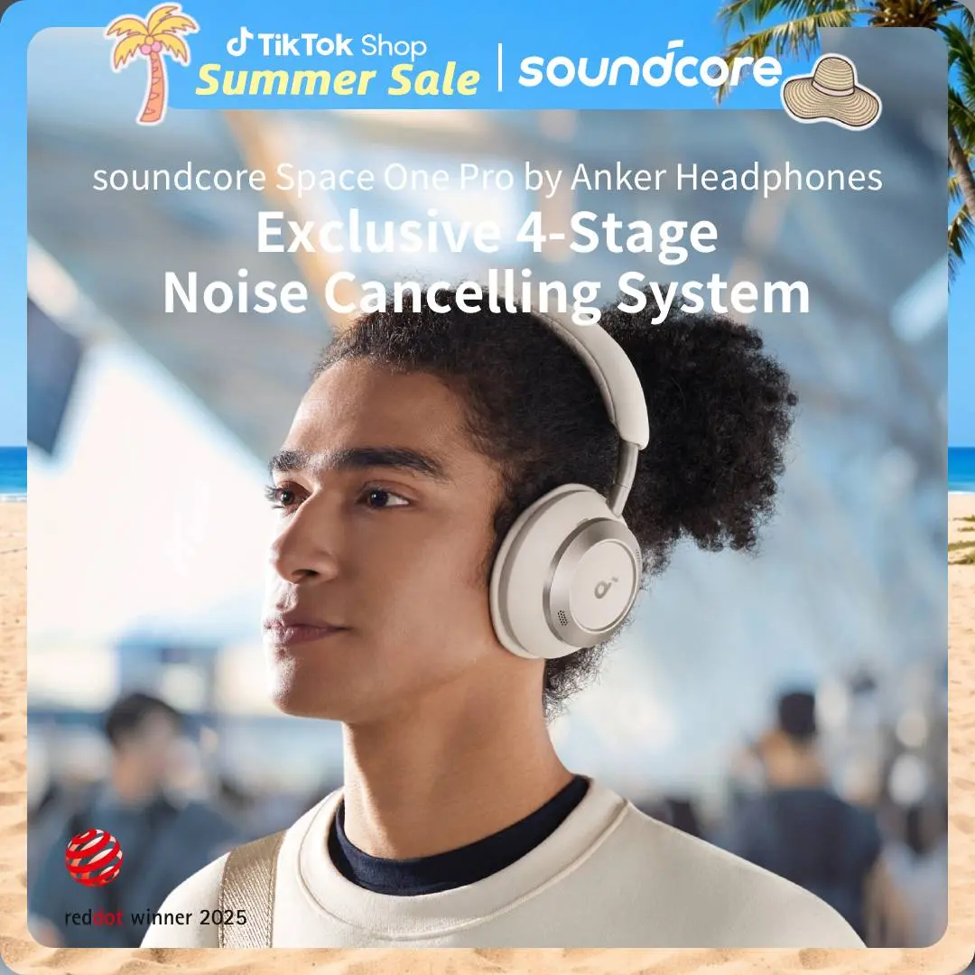 soundcore Space One Pro, FlexiCurve Over-Ear Headphone, Adaptive Active Noise Cancelling Headphones Driven by 6 Mics, 60H Lossless Audio, Ultra-Fast Charging, Hi-Res Wireless, Comfortable Fit #tiktokshopsummersale