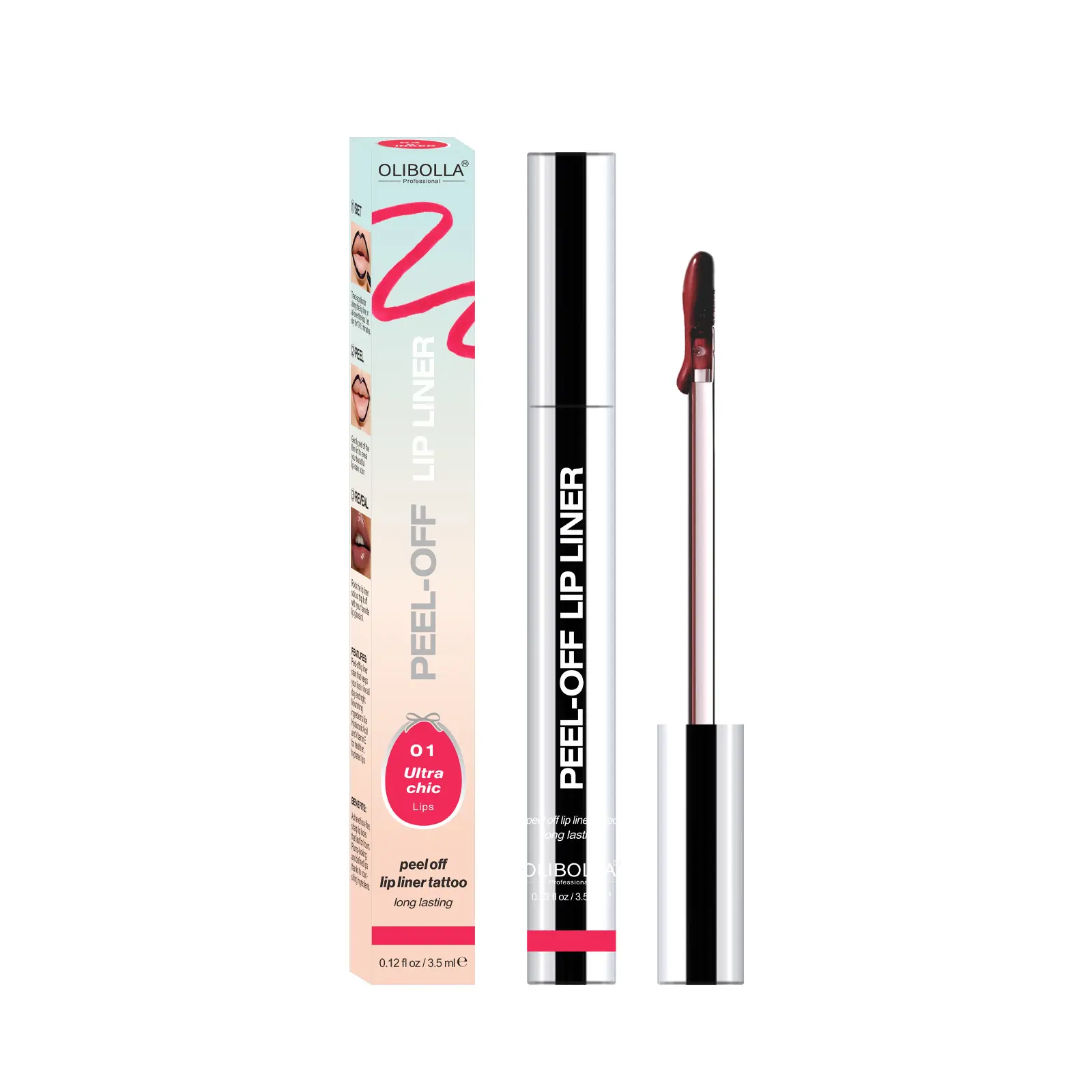 Olibolla 5Pcs Peel Off lip liner Stain Set Long-Lasting Smudge Proof Waterproof Nude Matte Lip Tint Non Fading 24H Color Hold Cosmetic eyeliner- Makeup Lipliner