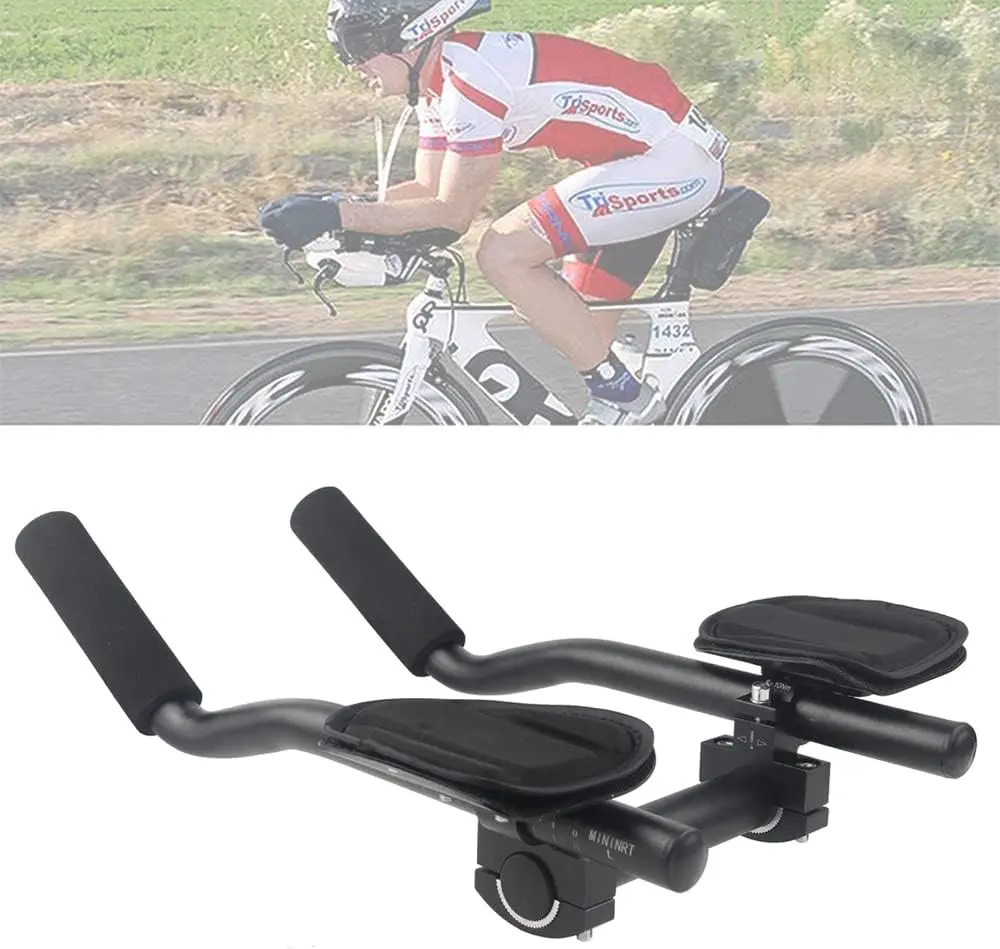 Aluminum Alloy Aero Bars Clip-on TT Handlebar with Armrest for Road Mountain Bike Bicycle Racing Triathlon