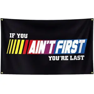 Tapestry  If You Ain't First You're Last Flag 3x5Ft Talladega Nights Motivational Tapestry for Man Cave Indoor Outdoor Room Decor Bedroom College Dorm Banner