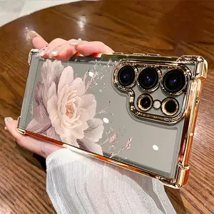 Phone Case - Flower Phone Case Compatible with Samsung Galaxy S25 S24 S23 S22 S21 FE Ultra Plus 4G 5G, Transparent Soft Back Cover for Drop Protection