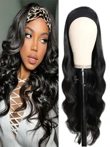 Headband Wig Human Hair Body Wave, Brazilian Virgin Hair, Glueless No Lace, Half Wigs, 180 Density, Wear and Go, for Women