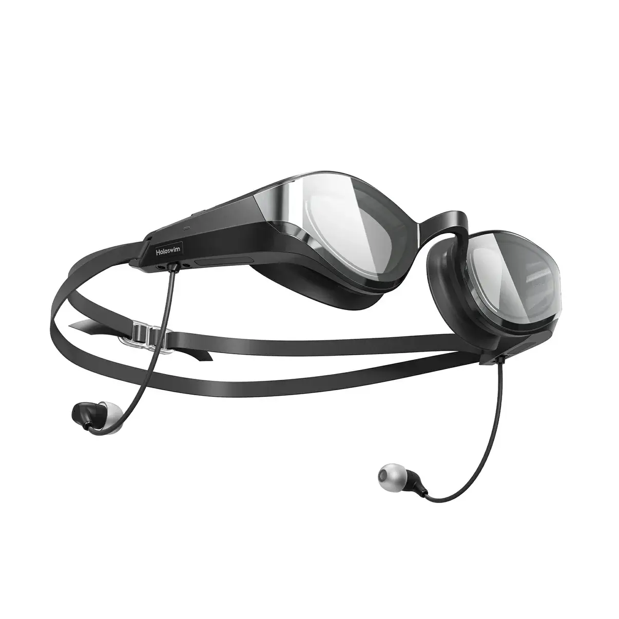 HoloSport SollaWave Unisex Smart Swim Goggles with Music & Audiobooks, Swimming Earphones, Headphones Anti-UV Anti-Fog 5-in-1, Adjustable Silicone No Leak, Built-In MP3 No Bluetooth Needed, 9-Axis Tracking, IP68 Waterproof