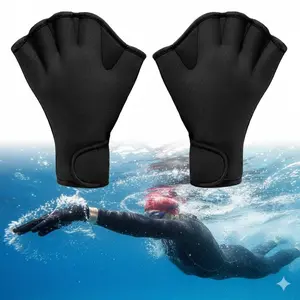 Adjustable Swimming & Diving Training Gloves: Durable Flipper Support for Professional Swimmers, Divers, and Water Sports Enthusiasts. Fingerless Design Enhances Performance.