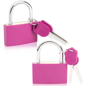 Gym Locker Lock with Key, 2 Pack 42mm Key Lock for Gym Locker, Heavy Duty Locks with Keys Waterproof Padlocks Keyed Alike Gym-Locker Locks for Indoor and Outdoors use, Pink