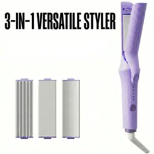 3-in-1 Interchangeable Hair Styling Tool – Curling Iron & Flat Iron Combo, Beach Waves Curler, Anti-Frizz Cool Air Styler, Fast Heat Travel Hair Tool | Perfect Mothers Day Gift 2026