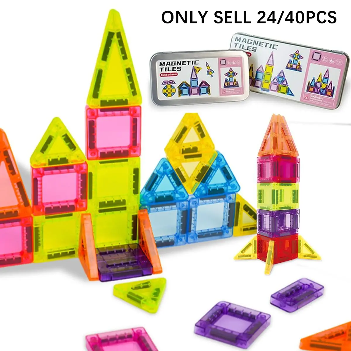 Mini Magnetic Building Blocks Toy, Magnetic Tiles Set, Magnetized Construction Set, Creative Stem Construction Set with Travel Storage Box, Suitable for Kids 3 Years and Up, Building Block Model