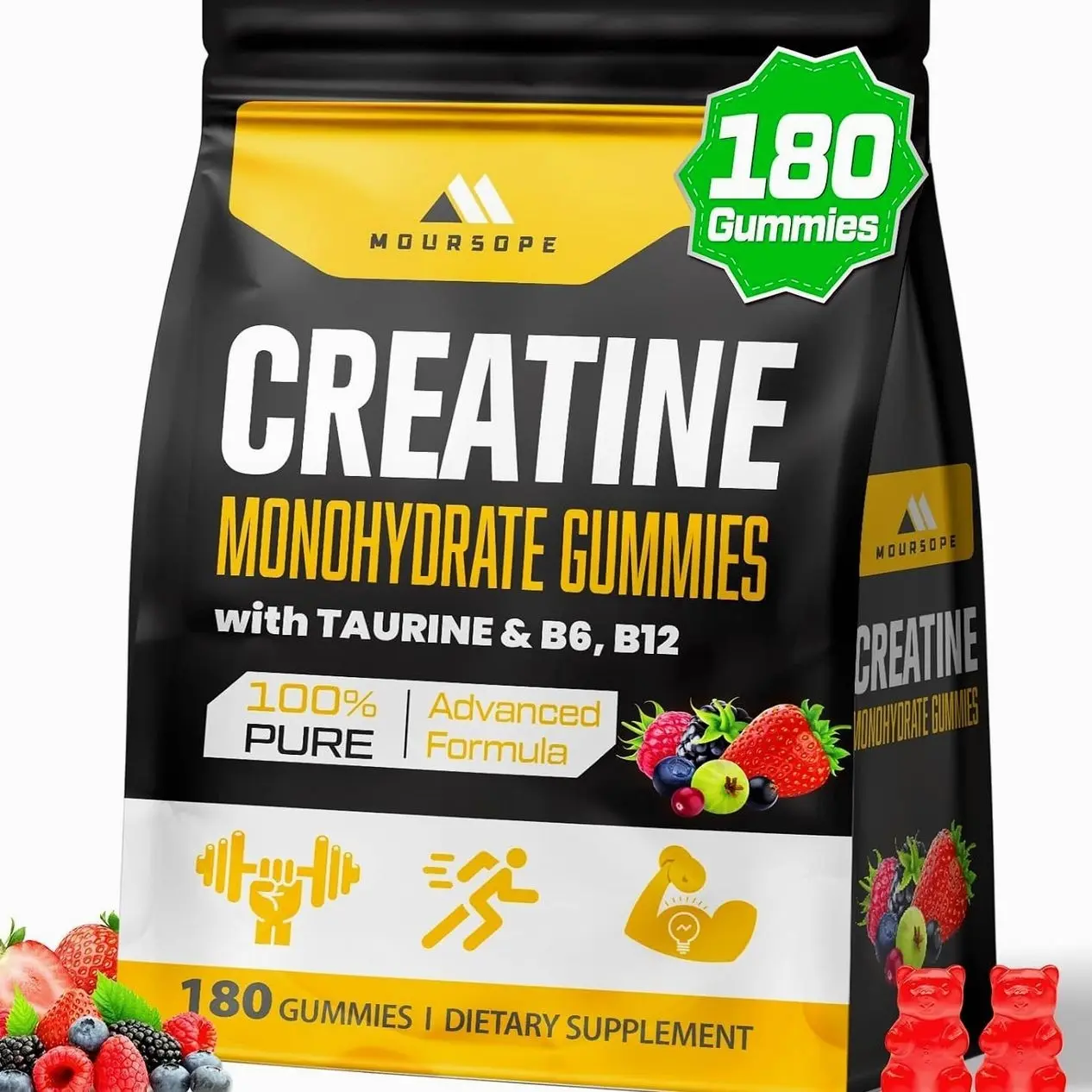 (180 Count) Creatine Monohydrate Gummies for Men & Women - Creatine Pre Workout Gummies for Muscle Builder, Muscle Strength, Recovery, Endurance, Energy, Creatine for Women & Men, Vegan, Mixed Berry