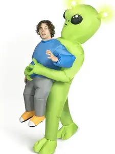 Alien Inflatable Costume for Adults, Full Body Light-up Alien Air Blow-up Halloween Costume, Funny Kidnapping Inflatable Suit for Halloween Dressed UP Parties