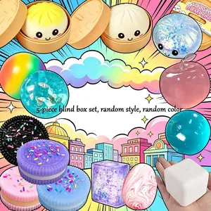 5 Piece Set Blind Box Malt Sugar Stress Relief Fidget Toys, Sensory Kit, Creative Slow Return Gummies, Party Gifts, Various Styles
