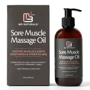 M3 Naturals Arnica Sore Muscle Massage Oil with Collagen, Stem Cells, and Menthol, Cellulite for Full Body, Fast-Absorbing Multipurpose Body Oil