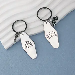 Vintage Hotel Motel Keychain Purse Bag Charms for Handbags Cute Car Keys Stainless Steel Hockey Rivalry Bookish Gift Set of 2