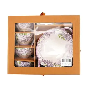 Golden Lion 9-Piece Ceramic Dinnerware Set - Violet Purple Bowls & Spoons, Ideal for Home & Gifts Golden Lion 9-Piece Ceramic Dinnerware Set - Violet Purple Bowls & Spoons, Ideal for Home & Gifts