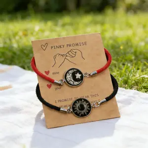 2pcs sun star moon glow-in-the-dark bracelets, men's and women's  bracelets, sun moon star couple bracelet Sun Star Bracelets Yin Yang Moon Bracelet for Couples Valentines Gift with gift card