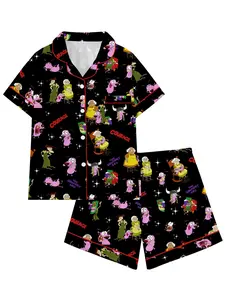 Courage the Cowardly Dog Cartoon Pajama Set, Loose-Fit Short Sleeve Sleepwear, Comfortable for All Seasons, Perfect Gift
