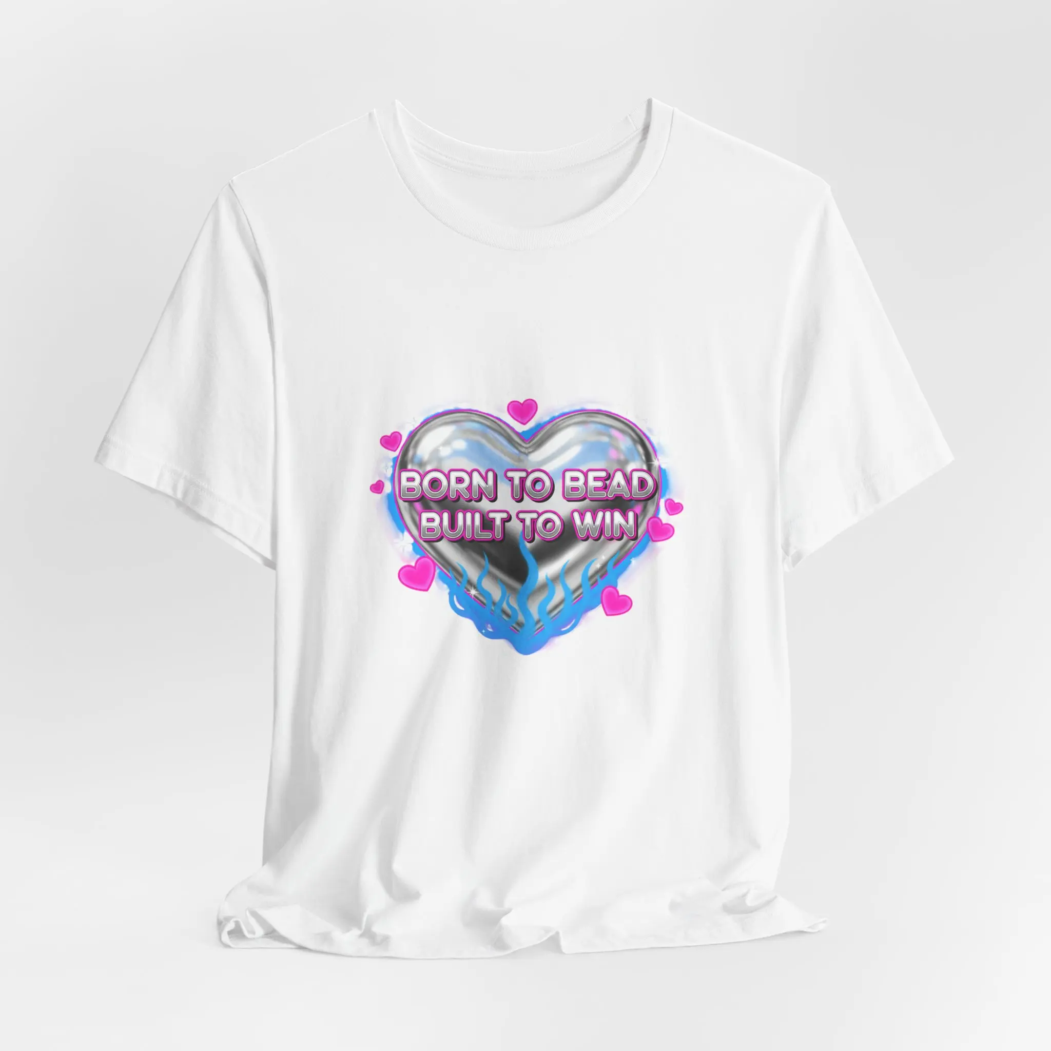 Born to Bead to Built to Win Tee | airbrush shirt, Y2K graffiti, neon cherub