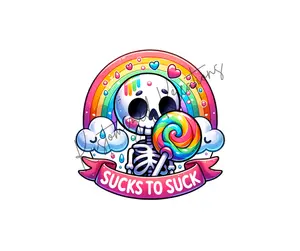 Sucks To Suck • T-shirt Tee Shirt Comfortable Unisex Top Skull Funny Sarcastic Graphic Rainbow Lollipop Sarcasm