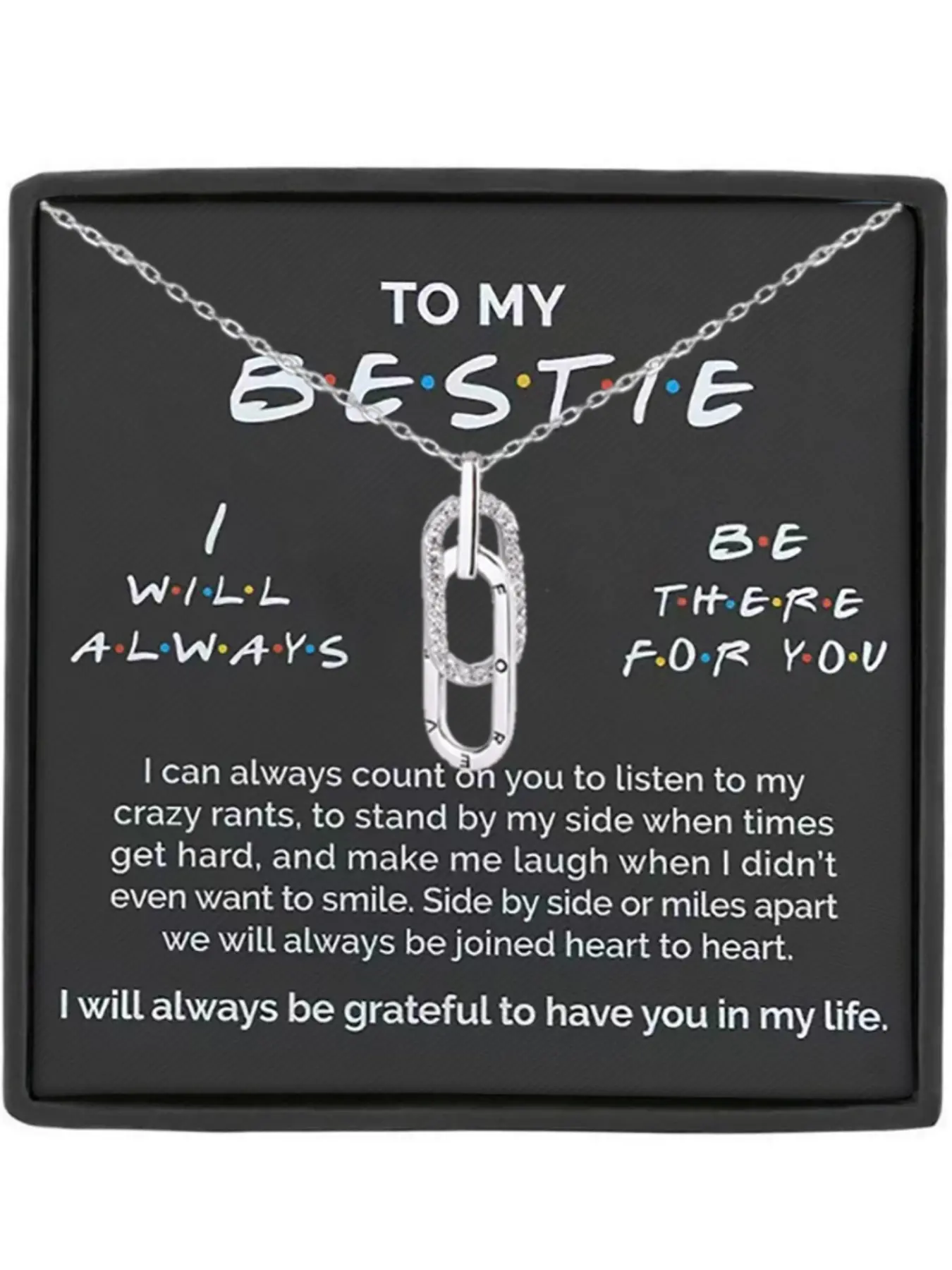 1pcs Interlocking Forever Pendant Necklace with Gift Box and Card, Best Friend Necklace Gift, Friendship Necklace, Letter Necklace, Christmas Gift, Birthday Gift Jewelry, Jewelry Gift