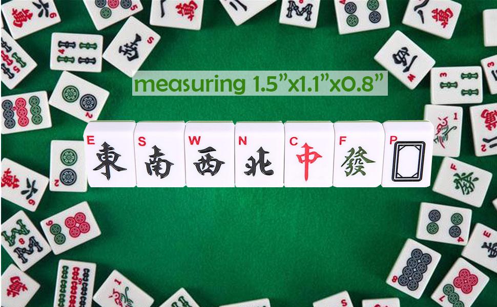 Mahjong Set,Chinese Mahjong Game Set with Carrying Travel Case, 1.5'' Large 146 Tiles with Arabic Numerals, 3 Dices, A Wind Indicator, A Set of Chips, Mah Jongg Set