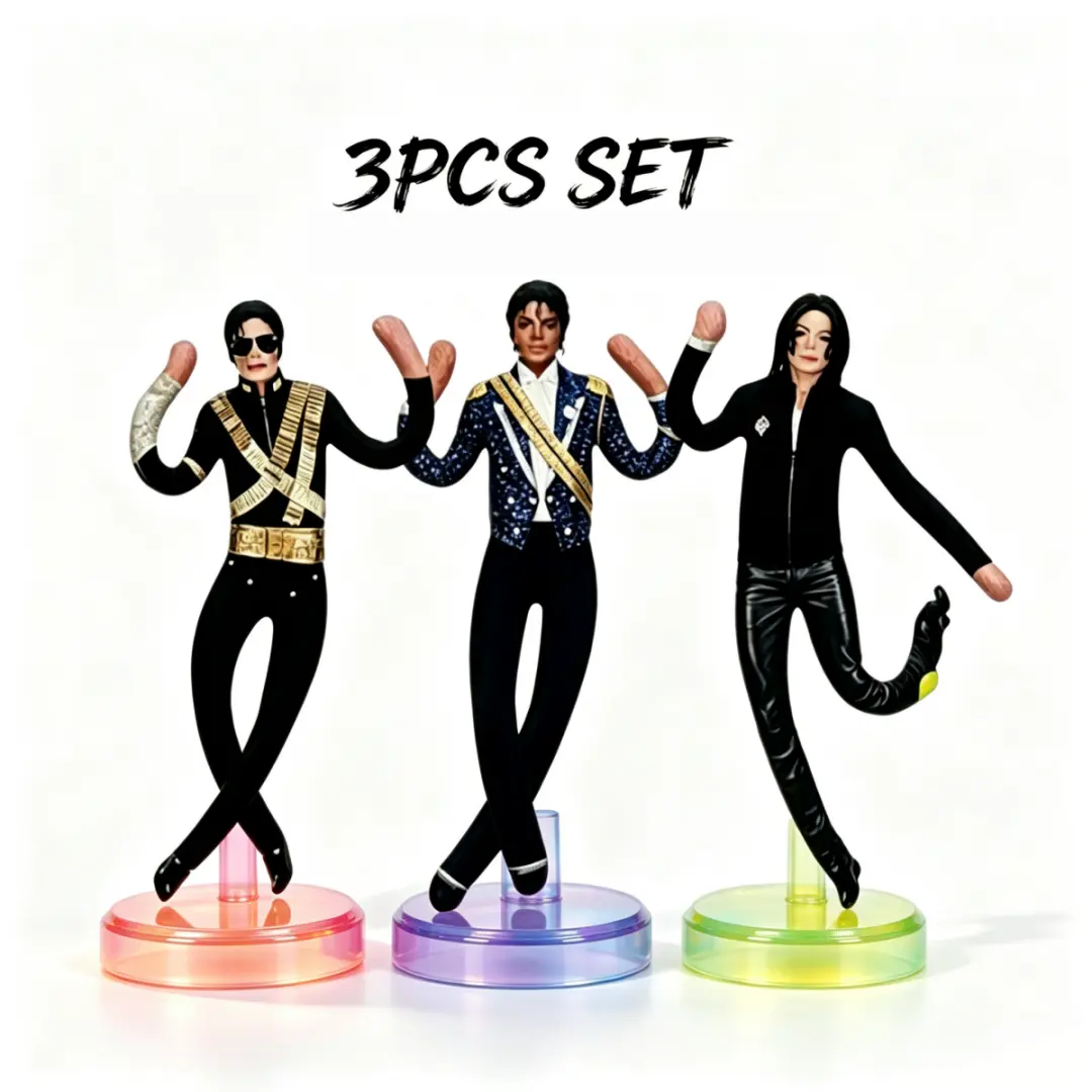 3pcs-Soft Poseable Articulated Michael Jackson Plush Doll,  Adorable Gift Idea for MJ Fans & Pop Music Lovers,Collector's edition