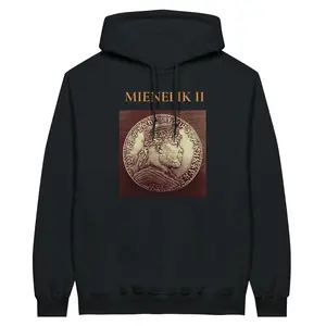 👑 Vintage Menelik II Coin Hoodie – Cozy Heritage Style! 🇪🇹