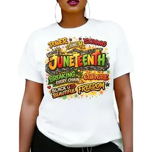 Women's & Men's Women's T Shirt Juneteenth Breaking Every Print T Shirt, Casual Comfort Fit Short Sleeve Crew Neck T Shirt for Spring and Summer, for Day of Commemoration Women's Clothing