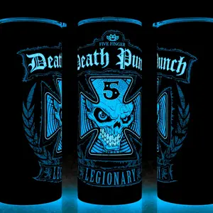 Glow in the Dark 5FDP Five Finger Death Punch - Legionary - Heavy Metal Cup Mug Tumbler 20oz with Lid and Straw - Elegant Drinkware for Metal  Fans - Perfect for Hot or Cold Drinks! Stainless Steel. Flasks Glossy Insulated