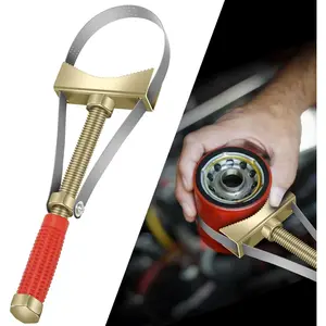 Oil Filter Wrench Removal Tool Heavy Duty Adjustable Strap 9-15 cm Diameter for Truck Excavators Auto Car Diameter Adjustable Oil Filter Removal Strap Wrench Tool