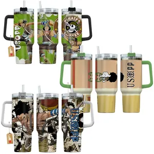Usopp One P Anime Manga 40oz Tumbler Stainless Steel with Straw, Lid and Handle - Double Wall Insulated Flasks – Perfect Gift for Fans