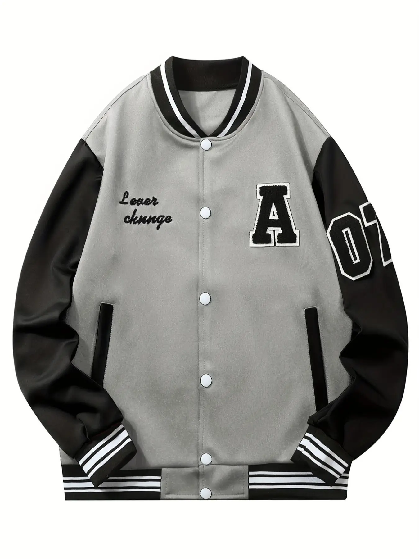 Men's Colorblock Letter Embroidery Pocket Vintage Baseball Jacket, Drippy Outfits, Men's Designer Clothes, Winter Outfits 2024, Long Sleeve Outerwear