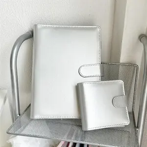 Sharkbnag A5/Mini Silver Collect Storage Book, PU Cover With 20pcs PP Refill Bags, Photo Postcards Organizer Holder