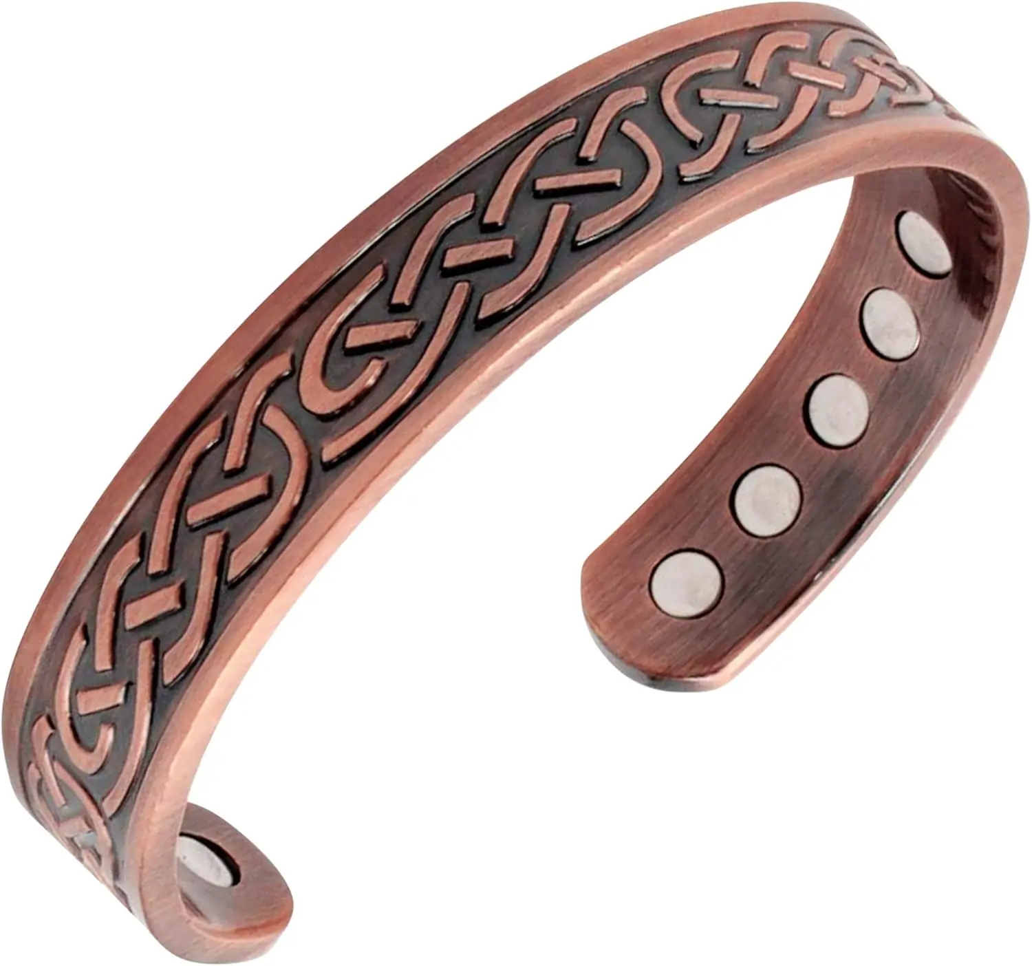 Men's Large Copper Celtic Magnetic Cuff Bracelet - Fashion Costume Jewelry, Fitted with 10 Magnets