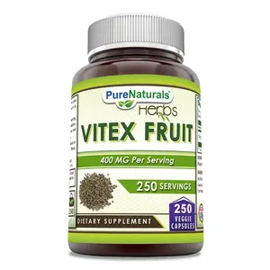 Pure Naturals Vitex Fruit 400 Mg Supplement | 250 Veggie Capsules | Non-GMO | Gluten-Free | Made in USA