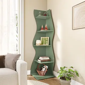 “Modern 5-Tier Corner Shelf – Small Wall Bookshelf & Stylish Bookcase Storage Rack for Living Room, Bedroom & Small Spaces”