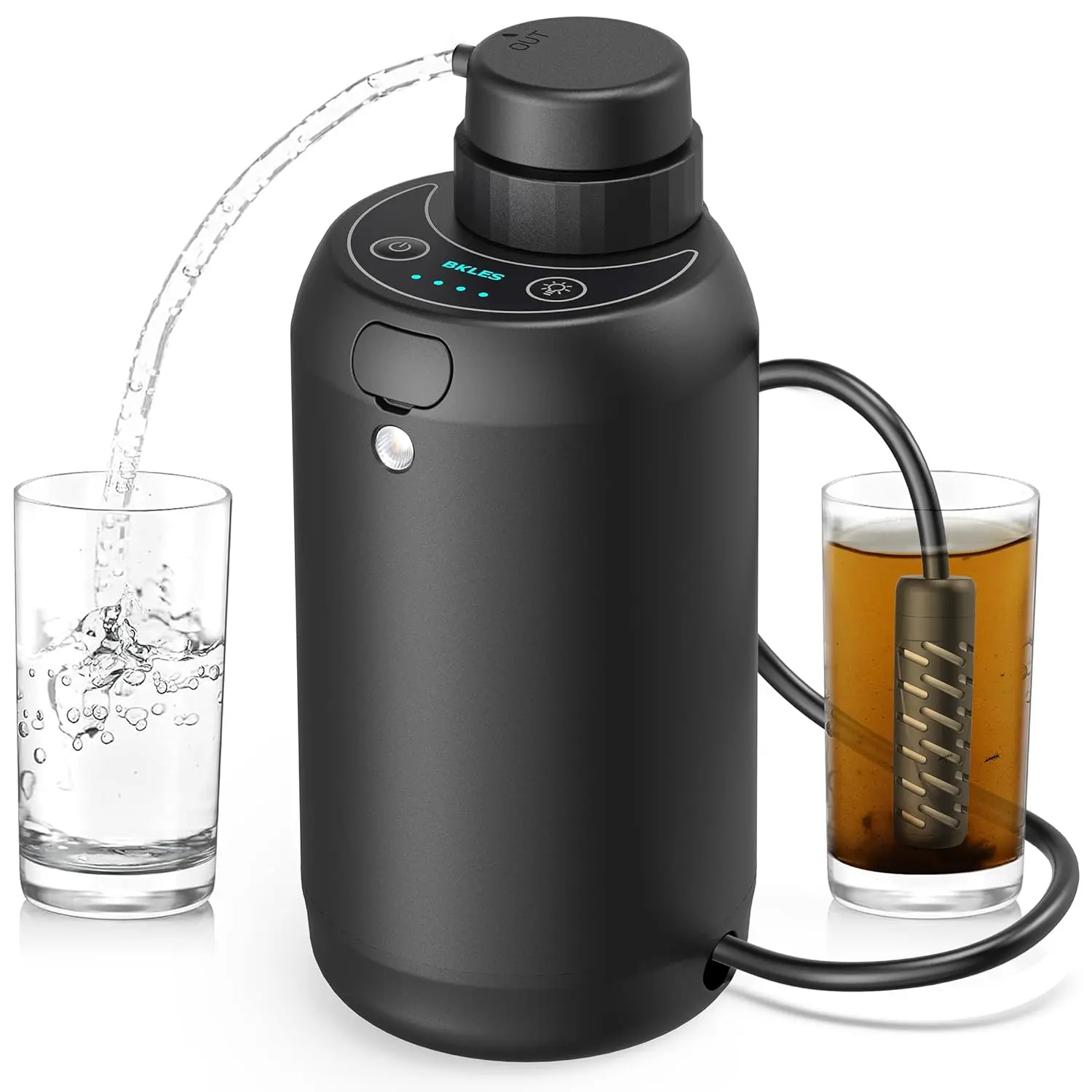 Electric Portable Water Filter - 0.01 Micron 5-Stage Water Purifier Survival with Emergency Lighting Water Purification System for Camping Backpacking Hiking Travel