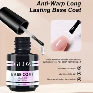 GLOZ Beauty Pure Gel Base Coat 8ML Long-Lasting Strong Adhesion Chip-Free UV LED Cured Gel Manicure Nail Polish
