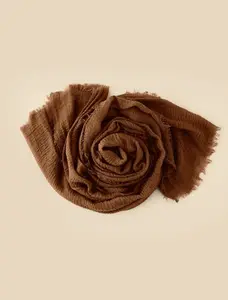 Crinkle Cotton Scarf | Rust Brown - Soft and Versatile Fabric for Various Occasions