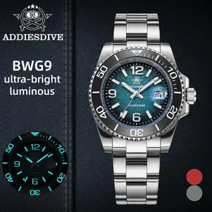ADDIESDIVE Dive Watches Men's Watches Fashion Round Dial- 41mm Stainless Steel Watches 20ATM Waterproof Super Luminous Business Casual Watches Birthday Gift