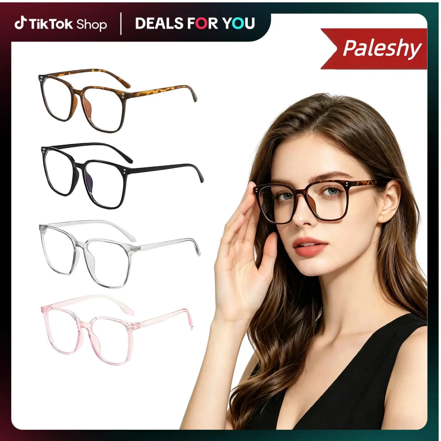 Paleshy 4-Pack Women's Blue Light Blocking Glasses - Anti- Round Face Eyewear Set, 4 Fashion Frame Colors | Internet Celebrity Style Windproof No-Makeup Essential summerwins