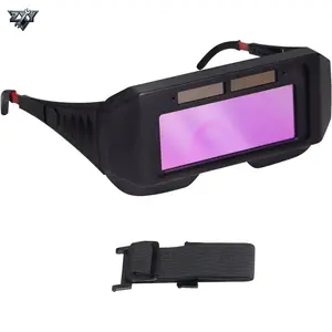 Solar Powered Auto Darkening Welding Goggles Safety Protective Welder Glasses with Adjustable Shade & 2 Sensors, Professional Welding Eyewear for TIG MIG MMA Plasma Cutting