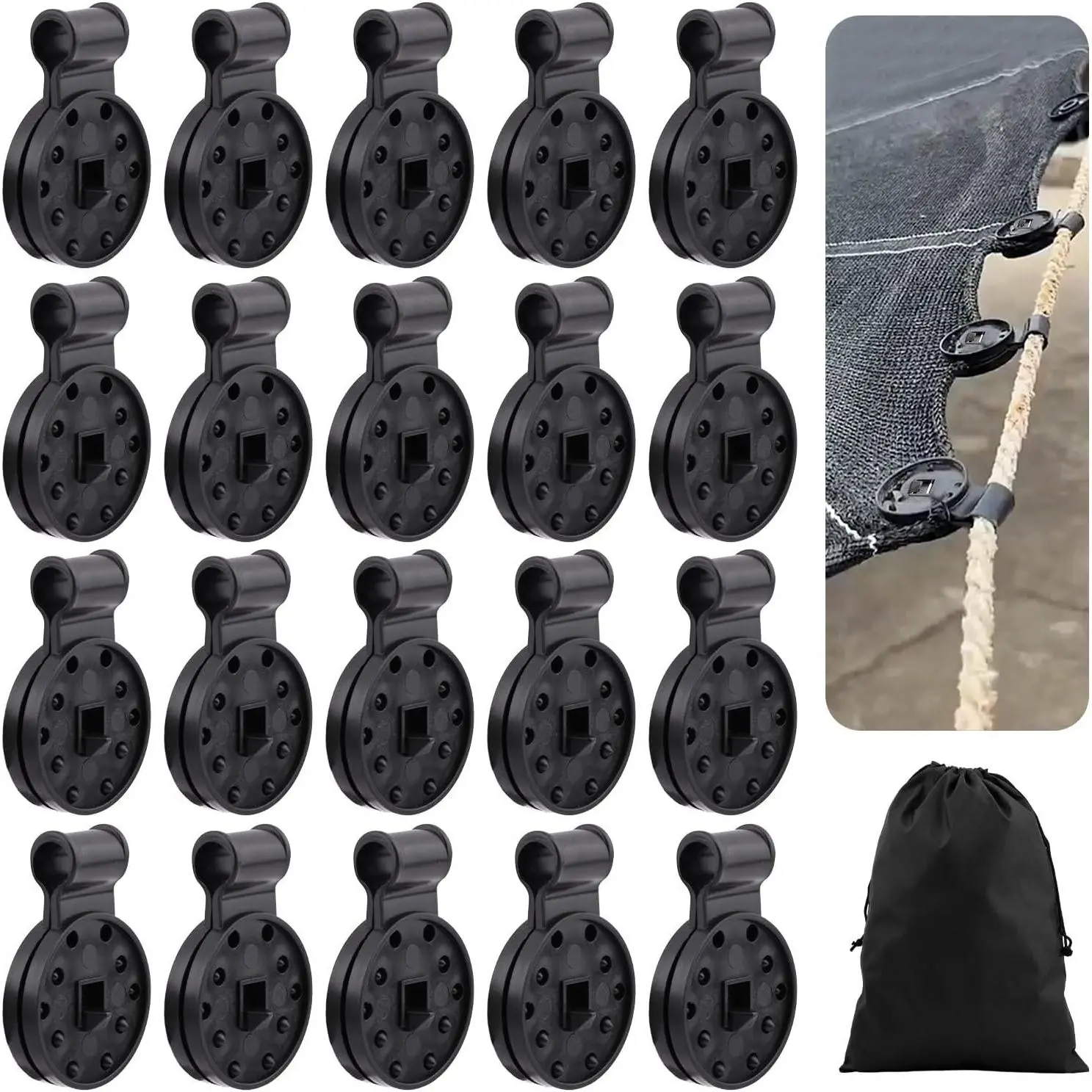 50 count Shade Cloth Clips,Shade Cloth Heavy Duty Lock Grip for Sunshade Net,Gardening Greenhouse ShadeCloth Fix Clamp,Windproof Awning Clamp Grip Tarp Clips,1 Drawstring Bag