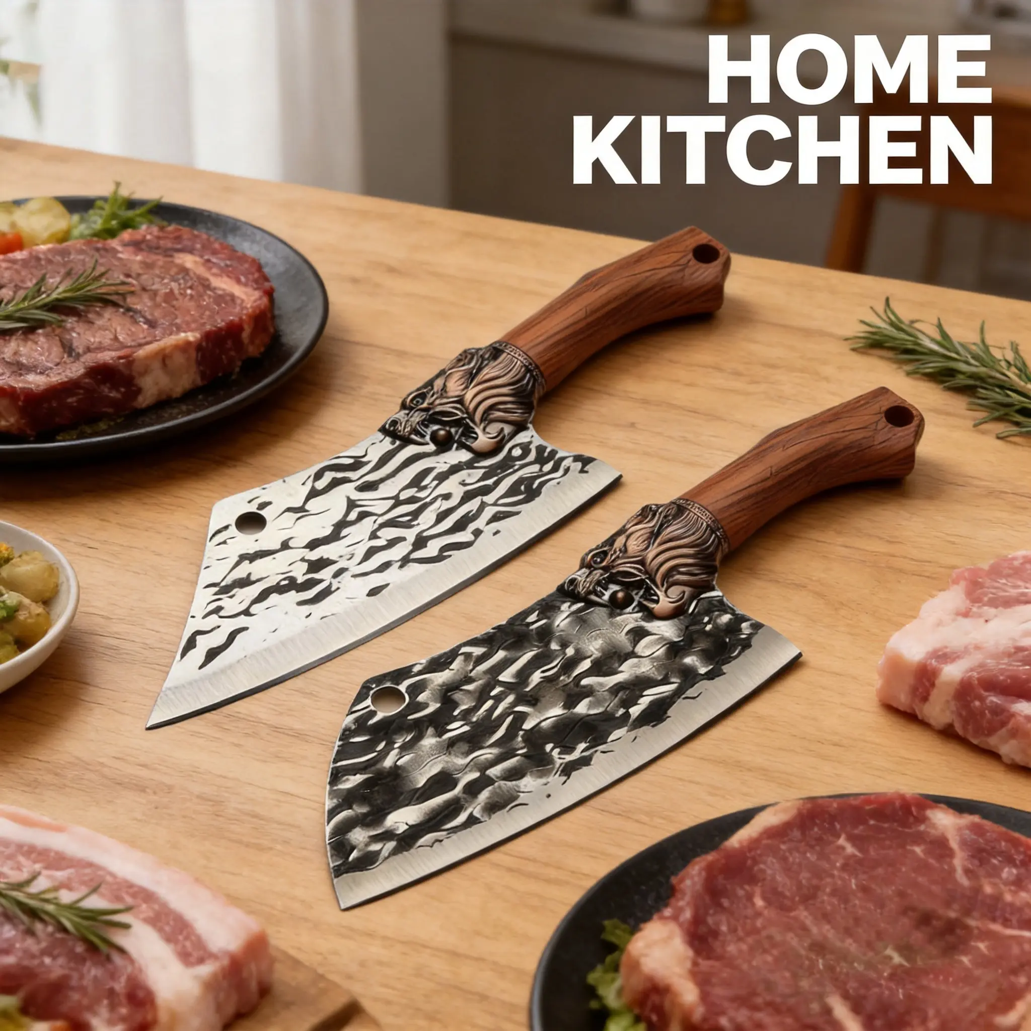 Retro 2-Piece Kitchen Knife Set - ABS Decorative Ergonomic Handles, Striking Blades, Home Cooking Kitchenware for Cutting Tasks (kitchenknifesets)