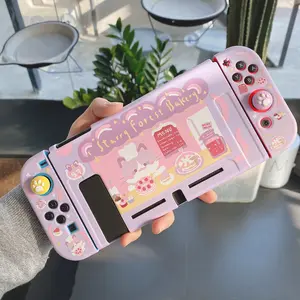 Starry Forest Cute Cat Bakery Case for Nintendo Switch Oled, Switch Lite and Swtich Cute Cat switch shell, Kawaii Switch oled cover skins accessories soft, purple