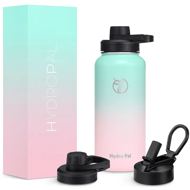 32oz Double-Wall Vacuum Insulated Stainless Steel Sports Water Bottle - Insulation Vacuum Insulated Cup, Portable Beverage Container with 2 Lids (Chug, Straw), Leak-Proof Handle for Workouts, Outdoor Activities