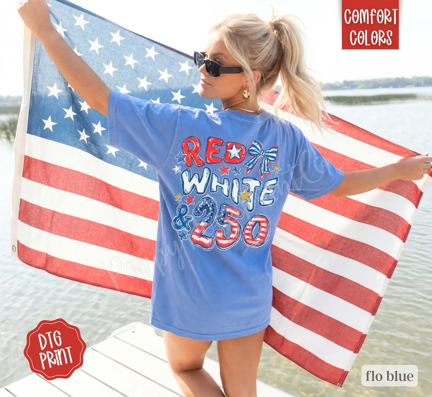 Red White & 250 Front & Back Shirt Comfort Colors, Trendy Women's Tshirt