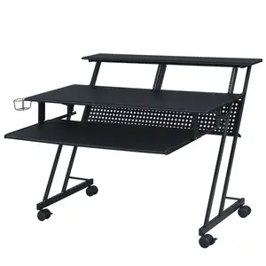 (High end and high-quality Computer desk)Black Music Recording Studio Desk with Keyboard Tray, Gaming Office Writing Work Desk for Home Office, Study, Bedroom, Work from Home