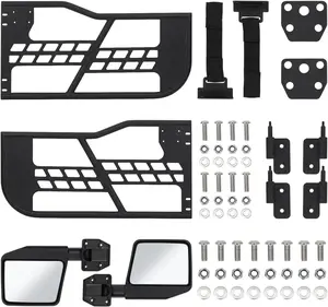 Half Tube Doors with Side View Mirrors for 2018-2025 Wrangler JL 2-Door Only, Set of 2 Steel Off-Road Trail Tubular Doors, No-Drill Installation, Heavy-Duty JLU Accessories